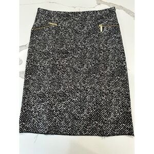 MICHAEL KORS Black White Pencil Skirt Gold Zip Detail Size 10